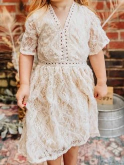 D & J Industries Girls Angel Eyes Dress - Ivory