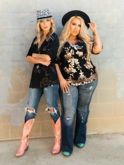 D & J Industries Sequin Secret Top - Black Clothing