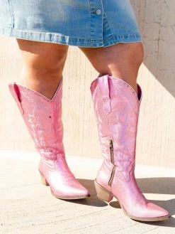Prachi Leather PREORDER Just Call Me Dolly Pink Cowgirl Boots - Wide Calf Pre-Orders