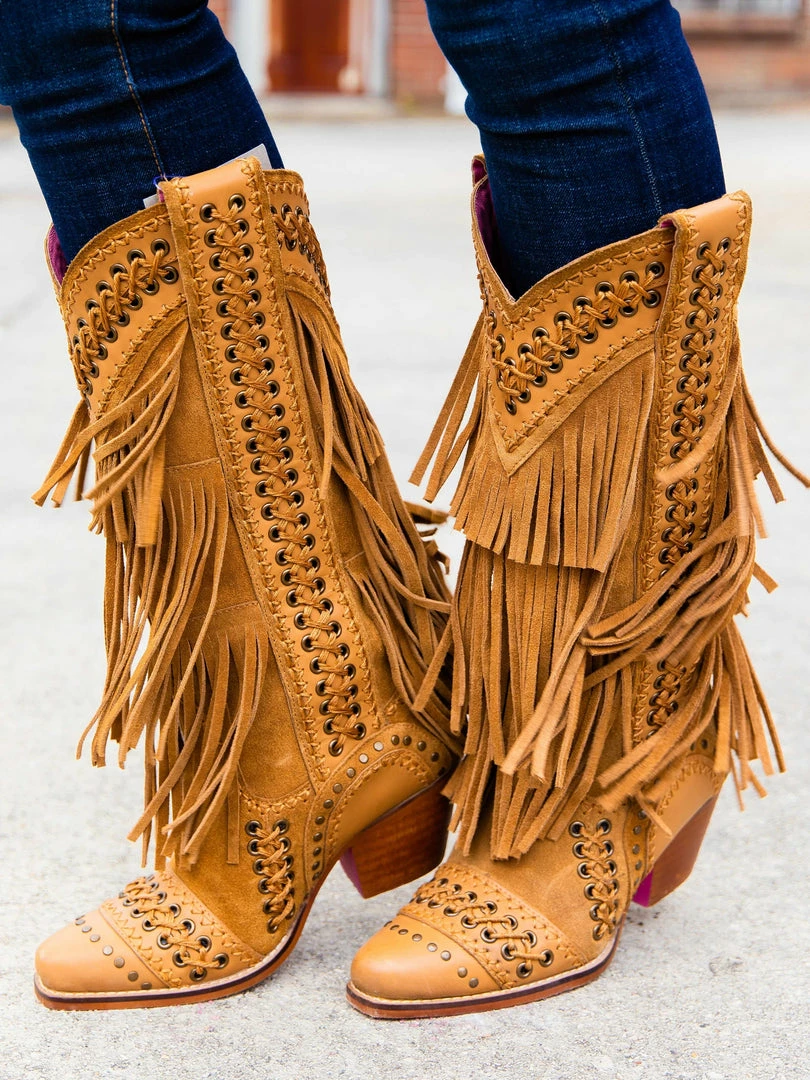 Alig Tannery New Arrivals All Around The Fringe — Cowgirl Boots With Fringe In Tan Leather 5 Alig Tannery New Arrivals All Around The Fringe — Cowgirl Boots With Fringe In Tan Leather