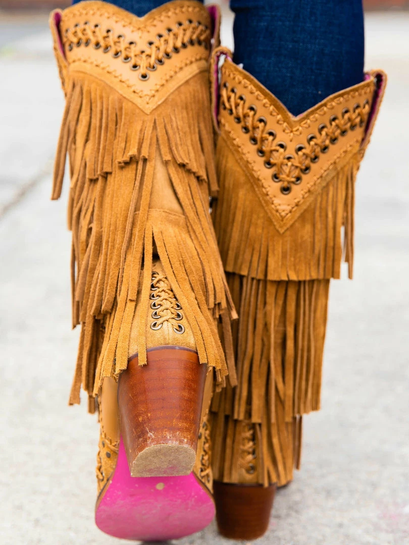 Alig Tannery New Arrivals All Around The Fringe — Cowgirl Boots With Fringe In Tan Leather 6 Alig Tannery New Arrivals All Around The Fringe — Cowgirl Boots With Fringe In Tan Leather