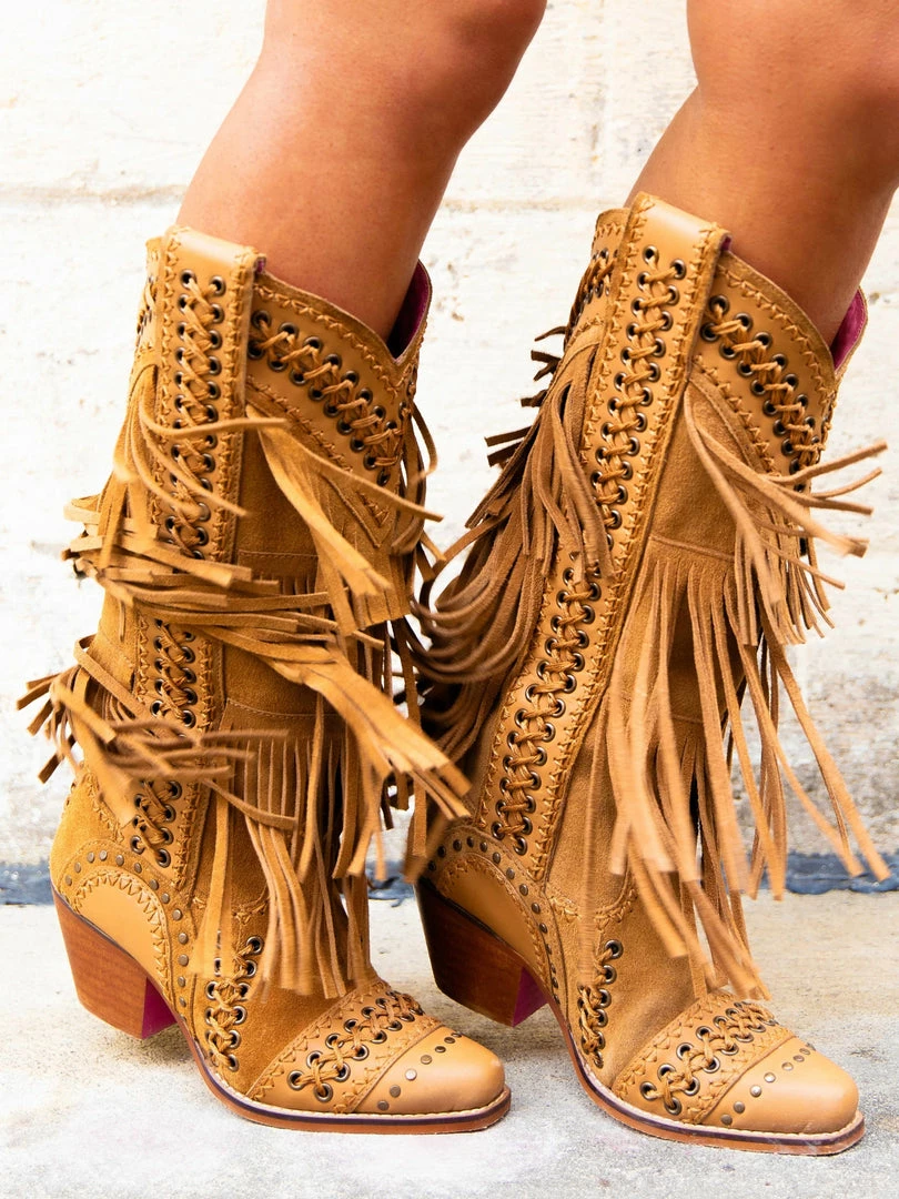Alig Tannery New Arrivals All Around The Fringe — Cowgirl Boots With Fringe In Tan Leather 10 Alig Tannery New Arrivals All Around The Fringe — Cowgirl Boots With Fringe In Tan Leather