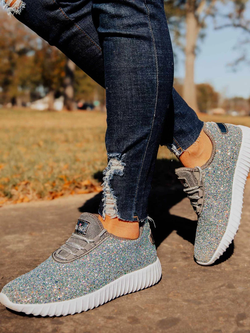 Mango Glitter Bomb Sneakers - Pewter 3 Mango Glitter Bomb Sneakers - Pewter