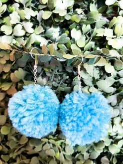 Your Fashion Wholesale Pom Pom Earrings - Turquoise Accessories