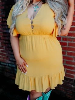 D & J Industries Sale! Never Lookin Back Dress - Mustard