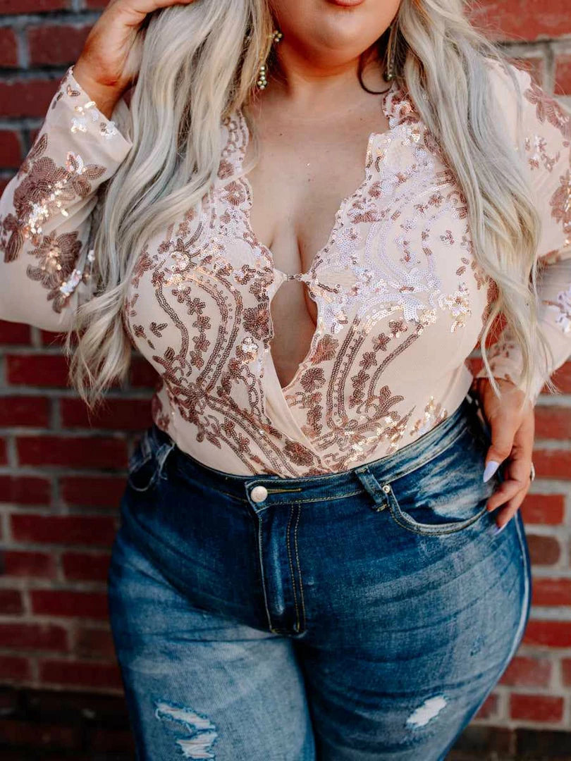 D & J Industries Co., LTD. Enchanted Nights Bodysuit - Rose Gold Tops 4 D & J Industries Co., LTD. Enchanted Nights Bodysuit - Rose Gold Tops