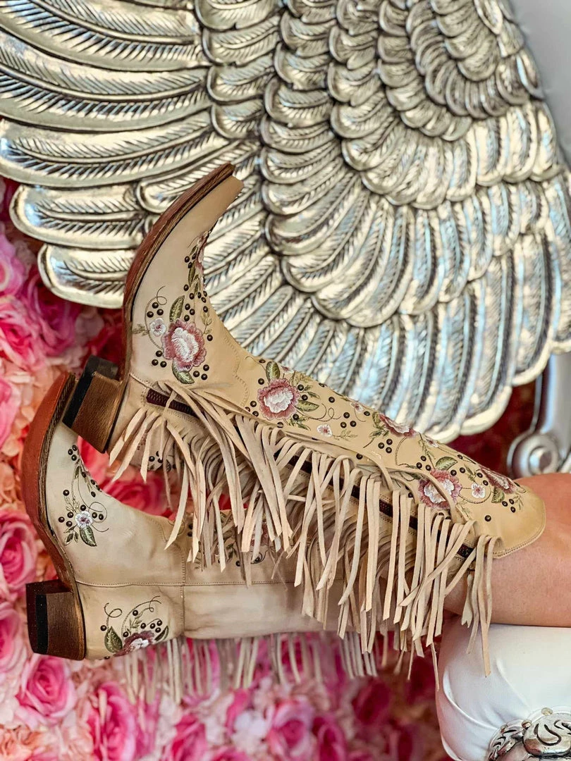 Lane Boots New Arrivals Wallflower Boho Fringe Boot By Lane - Shadow Bone 3 Lane Boots New Arrivals Wallflower Boho Fringe Boot By Lane - Shadow Bone