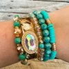 Southern Grace Giddy Up Cowgirl Gray Leopard Beads Bracelet Set New Arrivals