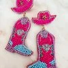 Treasure Jewels, Inc. Giddy Up Heart Pink Beaded Boot Earrings 1 Treasure Jewels, Inc. Giddy Up Heart Pink Beaded Boot Earrings