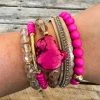 Southern Grace Sparkly Cosmopolitan Fushia Mixed Beads Bracelet Set
