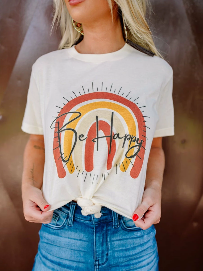 Bling-A-Gogo Clothing Be Happy Tee 4 Bling-A-Gogo Clothing Be Happy Tee