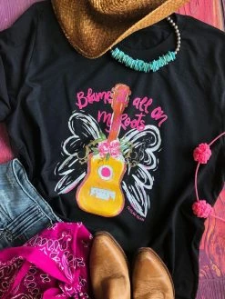 Miss Mud Pie Tees Blame It All On My Roots - Black