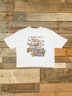 GTN I Wanna Be A Cowgirl Baby Crop Top T-shirt New Arrivals
