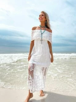 D & J Industries Bridal Ivory Off Shoulder Dress