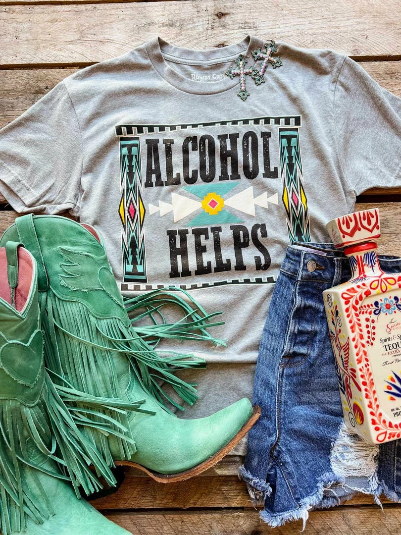 Rowdy Crowd Clothing Alcohol Helps T-shirt New Arrivals 3 Rowdy Crowd Clothing Alcohol Helps T-shirt New Arrivals