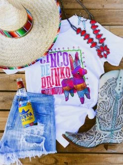 Miss Mud Pie Cinco De Drinko Tee - White Clothing