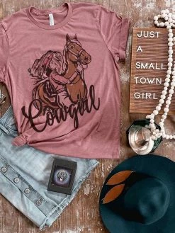 Miss Mud Pie Clothing Cowgirl Horse Tee - Mauve