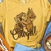 Miss Mud Pie Clothing Cowgirl Horse Tee - Mustard 2 Miss Mud Pie Clothing Cowgirl Horse Tee - Mustard