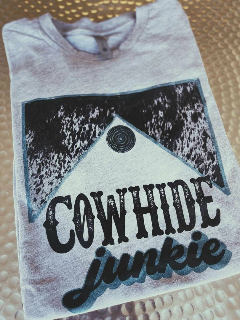 Miss Mud Pie Cowhide Junkie Tee - Gray Clothing 3 Miss Mud Pie Cowhide Junkie Tee - Gray Clothing