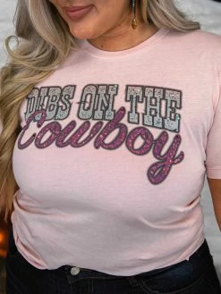 Bling-A-Gogo Dibs On The Cowboy Tee - Faded Pink