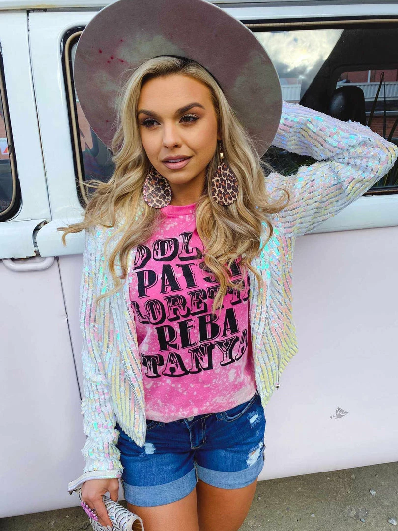 Buckin Barn Tees Dolly Patsy Bleached Tee - Pink 3 Buckin Barn Tees Dolly Patsy Bleached Tee - Pink