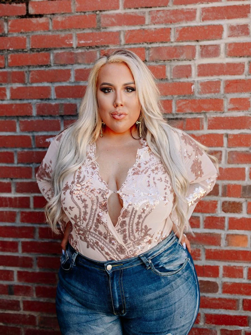 D & J Industries Co., LTD. Enchanted Nights Bodysuit - Rose Gold Tops 3 D & J Industries Co., LTD. Enchanted Nights Bodysuit - Rose Gold Tops