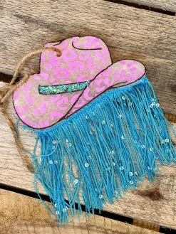 Southern Custom Designs Leopard Cowgirl Hat And Fringe Freshie