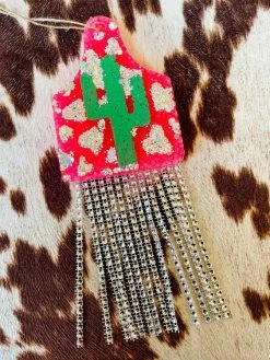 Southern Custom Designs New Arrivals Neon Cow Tag And Bling Fringe Freshie