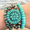 Southern Grace She Is My Rock Turquoise Squash Blossom Navajo Pearls Bracelet Set New Arrivals