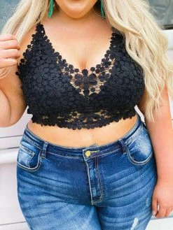 Southern Fried Chics Bralettes Flirty Floral Bralette - Black