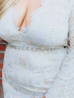 Luxe Apparel Glistening Rhinestone Flower Belt With Black Sash - Silver Sale!