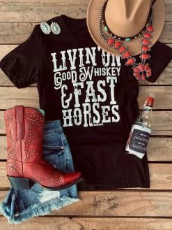 Miss Mud Pie Good Whiskey Tee - Black