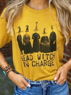 Miss Mud Pie Head Witch In Charge Tee - Mustard 7 Miss Mud Pie Head Witch In Charge Tee - Mustard