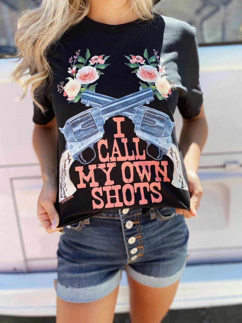 Miss Mud Pie Tees I Call My Own Shots Tee - Black 3 Miss Mud Pie Tees I Call My Own Shots Tee - Black
