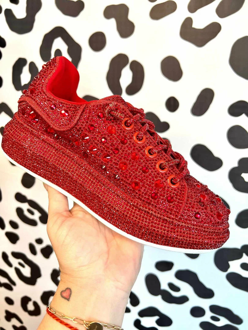 Azalea Wang Glittery Red Chic Sneakers 3 Azalea Wang Glittery Red Chic Sneakers