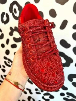 Azalea Wang Glittery Red Chic Sneakers