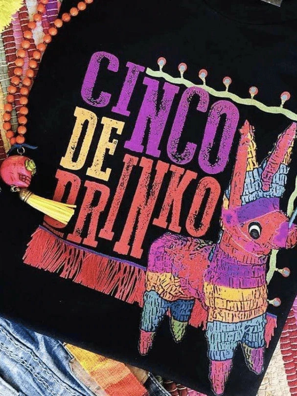 Miss Mud Pie Cinco De Drinko T-shirt - Black Clothing 3 Miss Mud Pie Cinco De Drinko T-shirt - Black Clothing