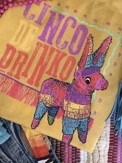 Miss Mud Pie Clothing Cinco De Drinko T-shirt - Mustard