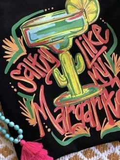 Miss Mud Pie Salty Like My Margarita Tee - Black Clothing