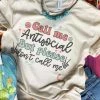 Miss Mud Pie Call Me Antisocial T-shirt - Cream 2 Miss Mud Pie Call Me Antisocial T-shirt - Cream
