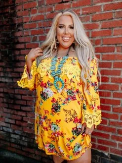 D & J Industries Lace Talk About It Tunic Dress - Mustard Floral 11 D & J Industries Lace Talk About It Tunic Dress - Mustard Floral