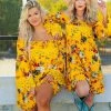 D & J Industries Lace Talk About It Tunic Dress - Mustard Floral 2 D & J Industries Lace Talk About It Tunic Dress - Mustard Floral