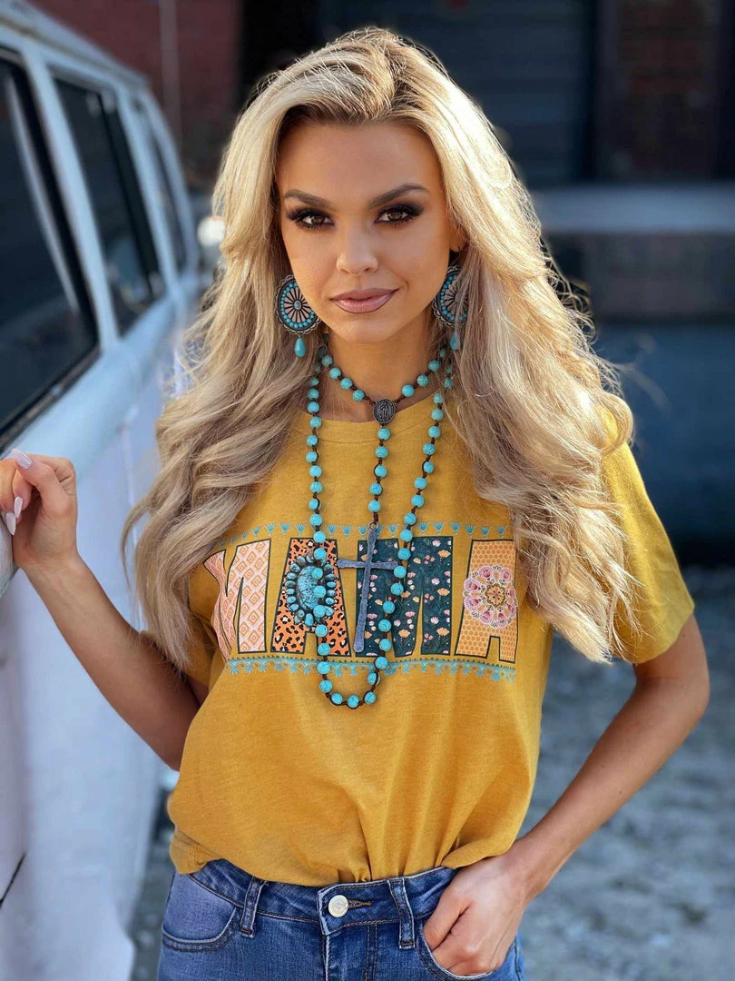 Miss Mud Pie Clothing Mama Tee - Mustard 4 Miss Mud Pie Clothing Mama Tee - Mustard