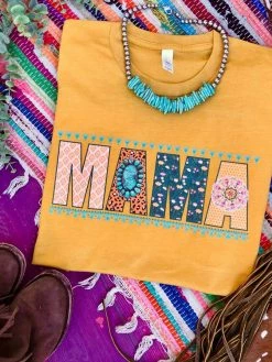 Miss Mud Pie Clothing Mama Tee - Mustard 7 Miss Mud Pie Clothing Mama Tee - Mustard
