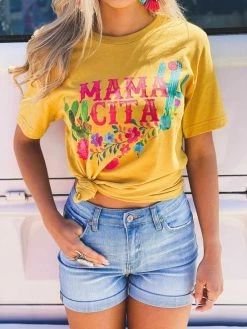 Miss Mud Pie Mamacita With Cactus Tee - Mustard