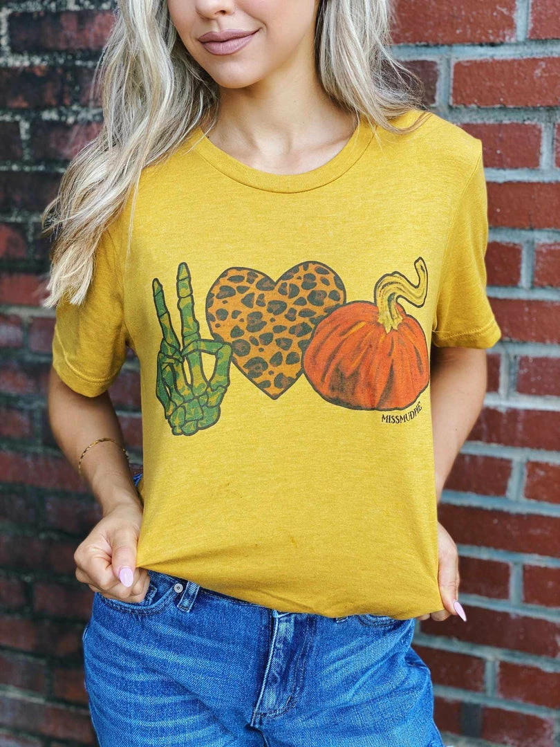 Miss Mud Pie Peace Love And Pumpkins - Mustard 4 Miss Mud Pie Peace Love And Pumpkins - Mustard