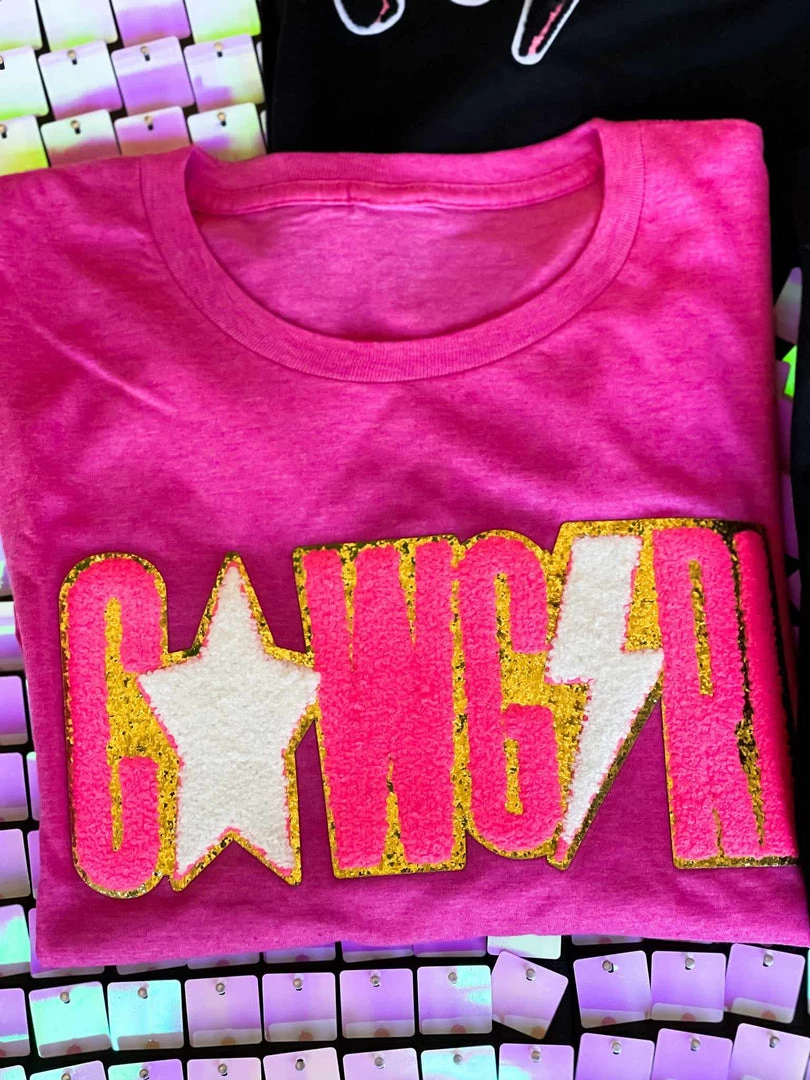 Bling-A-Gogo New Arrivals Pink Cowgirl Patch T-shirt - Pink 3 Bling-A-Gogo New Arrivals Pink Cowgirl Patch T-shirt - Pink
