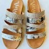 Very G Footwear Gingerly Snake Print Slide Sandals