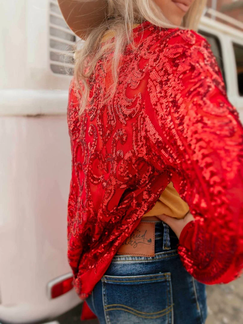 Dongguan Haohoo Clothing CO., Ltd Pre-Orders PREORDER The Royal Sequin Duster - Red 4 Dongguan Haohoo Clothing CO., Ltd Pre-Orders PREORDER The Royal Sequin Duster - Red