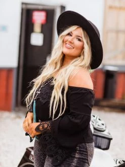 D & J Industries Lace Talk About It Top - Black